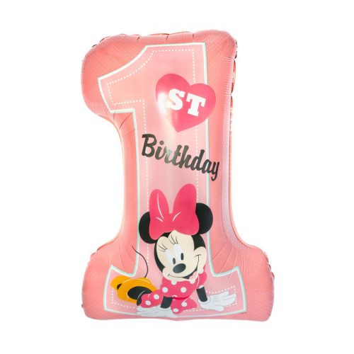 Disney Minnie Pink Első születésnap fólia lufi 71cm