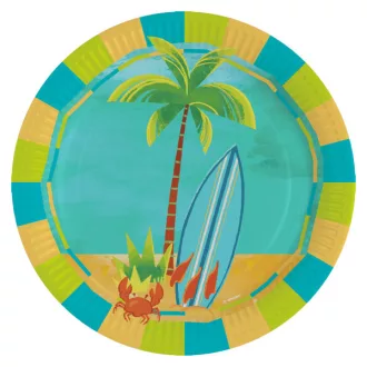 Nyár Surf Party papírtányér 8 db-os 23cm