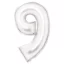 Lustre White, Fehér 9-es szám fólia lufi 86 cm