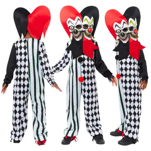 Kétfejű udvari bohóc Scary jelmez 4-6 év