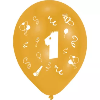 Happy Birthday 1 léggömb, lufi 8 db-os 10 inch (25,4cm)