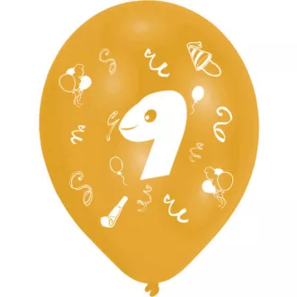 Happy Birthday 9 léggömb, lufi 8 db-os 10 inch (25,4cm)