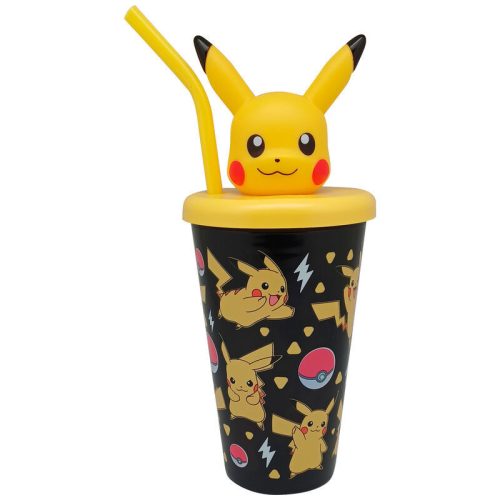 Pokémon Pikachu műanyag 3D szívószálas pohár 443ml