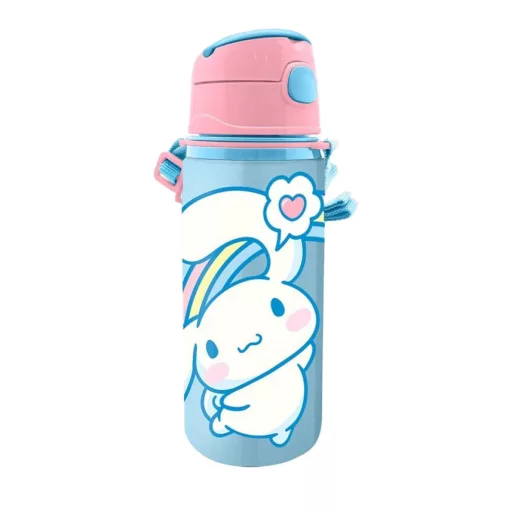Hello Kitty Cinnamoroll alumínium szívószálas kulacs akasztóval 600ml
