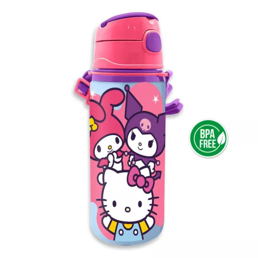 Hello Kitty Friends alumínium kulacs akasztóval 600ml