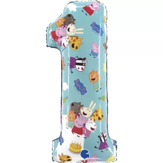 Peppa malac Blue 1-es szám fólia lufi 66cm