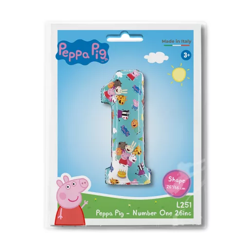 Peppa malac Blue 1-es szám fólia lufi 66cm