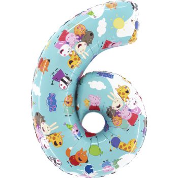 Peppa malac Blue 6-os szám fólia lufi 66cm