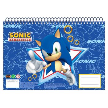 Sonic, a sündisznó A/4 spirál vázlatfüzet, 30 lapos