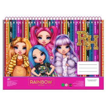 Rainbow High School A/4 spirál vázlatfüzet, 30 lapos