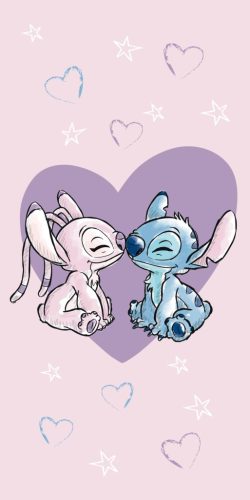 Disney Lilo és Stitch, A csillagkutya Love fürdőlepedő, strand törölköző 70x140 cm