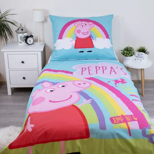 Peppa malac Jump In ágyneműhuzat 140×200cm, 70×90cm