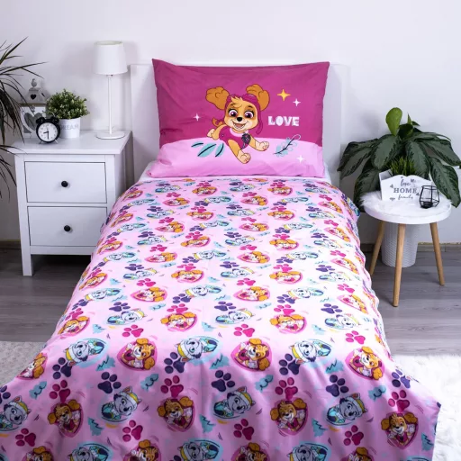 Mancs Őrjárat Pink Love ágyneműhuzat 140×200cm, 70×90cm microfibre