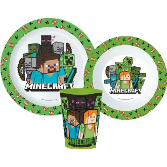 Minecraft Creeper étkészlet, micro műanyag szett, pohárral 260ml