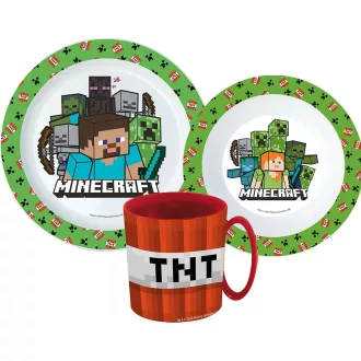 Minecraft Creeper étkészlet, micro műanyag szett bögrével 350ml