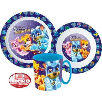 Mancs Őrjárat Mighty Pups étkészlet, micro műanyag szett bögrével 350ml