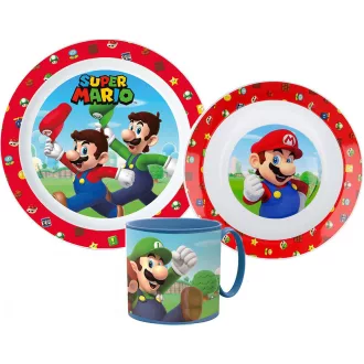 Super Mario Mushroom Kingdom étkészlet, micro műanyag szett bögrével 265ml