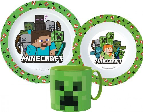 Minecraft Pixelcraft étkészlet, micro műanyag szett bögrével 265 ml