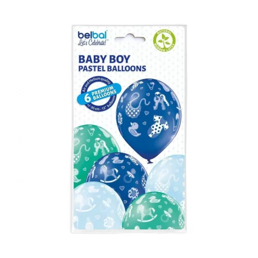 Baby Boy léggömb, lufi 6 db-os 12 inch (30cm)