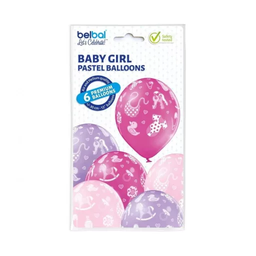 Baby Girl léggömb, lufi 6 db-os 12 inch (30cm)