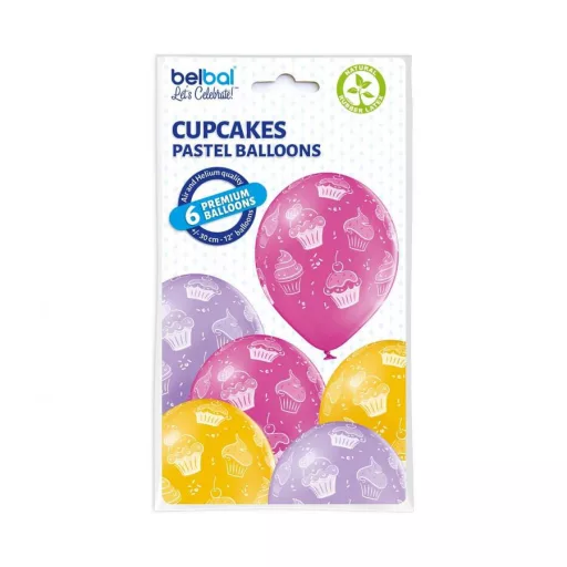 Cupcakes, Muffin léggömb, lufi 6 db-os 12 inch (30 cm)