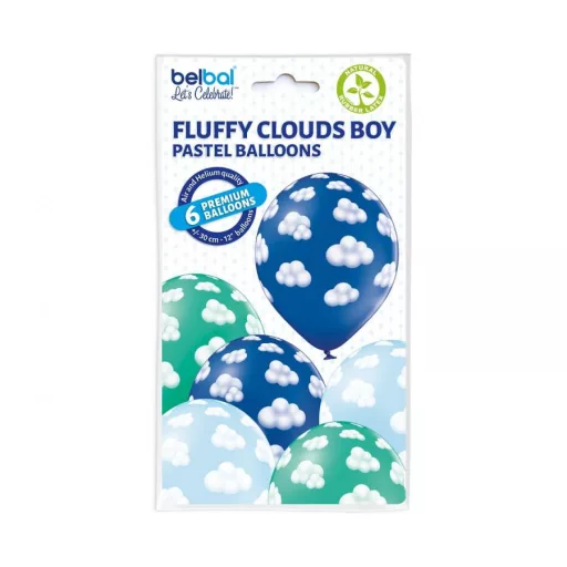 Fluffy Clouds Boy, Felhő léggömb, lufi 6 db-os 12 inch (30 cm)
