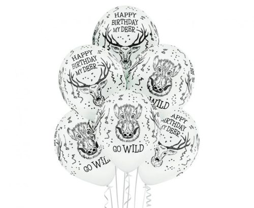 Szarvas Wild léggömb, lufi 6 db-os 12 inch (30cm)