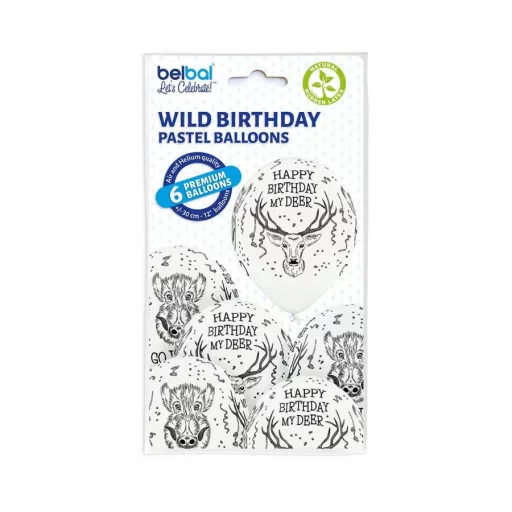 Szarvas Wild léggömb, lufi 6 db-os 12 inch (30cm)