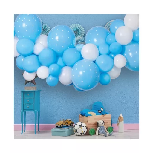 Baby Blue léggömb, lufi girland szett 65 db-os