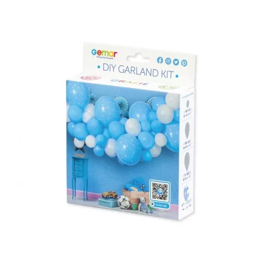 Baby Blue léggömb, lufi girland szett 65 db-os