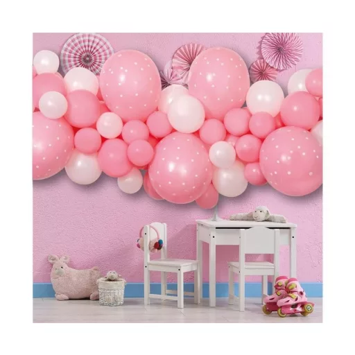 Baby Girl léggömb, lufi girland szett 65 db-os