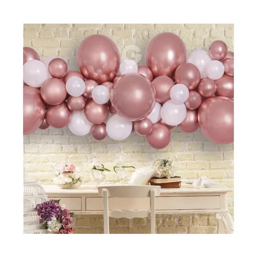 Rose Gold léggömb, lufi girland szett 65 db-os