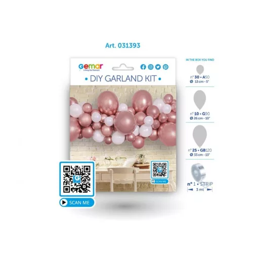 Rose Gold léggömb, lufi girland szett 65 db-os