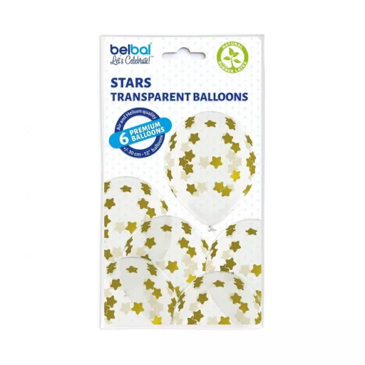Stars, Csillagos léggömb, lufi szett 6 db-os 30 cm (12 inch)