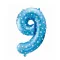 Blue with Stars, Kék 9-es szám fólia lufi 64 cm