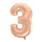 Rose Gold 3-as szám fólia lufi 92cm