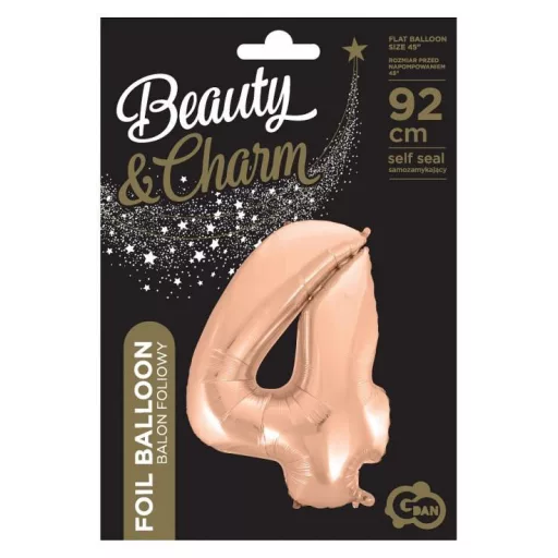 Rose Gold 4-es szám fólia lufi 92cm