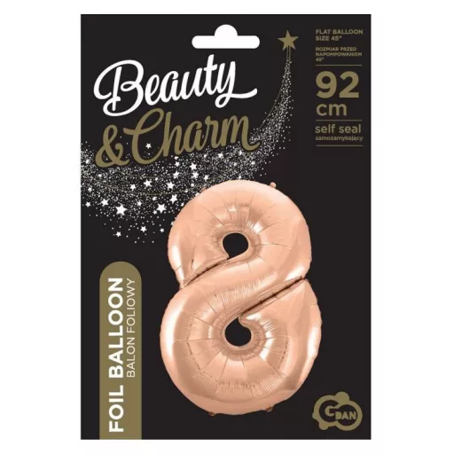 Rose Gold 8-as szám fólia lufi 92cm