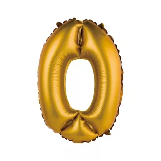 Gold Matt, Arany 0-ás mini szám fólia lufi 35cm