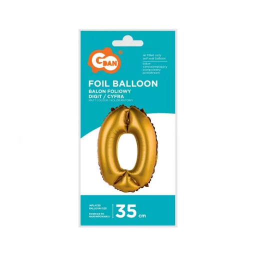 Gold Matt, Arany 0-ás mini szám fólia lufi 35cm