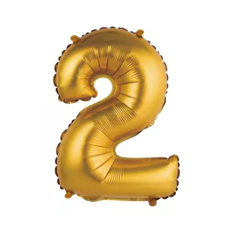 Gold Matt, Arany 2-es mini szám fólia lufi 35cm