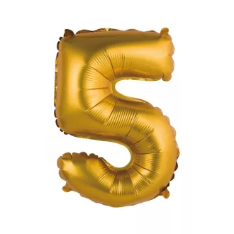 Gold Matt, Arany 5-ös mini szám fólia lufi 35cm