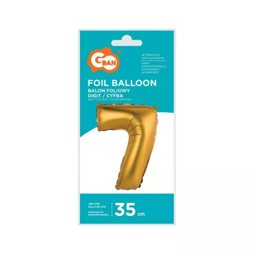 Gold Matt, Arany 7-es mini szám fólia lufi 35cm