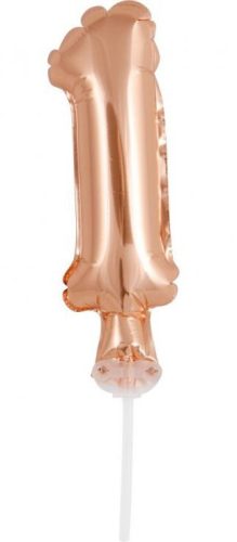 Rose Gold 1-es szám fólia lufi tortára 13cm