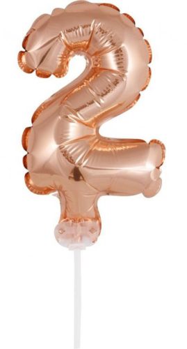 Rose Gold 2-es szám fólia lufi tortára 13cm