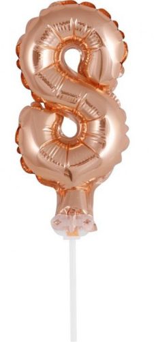 Rose Gold 8-as szám fólia lufi tortára 13cm