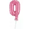Pink, Rózsaszín 0-ás szám fólia lufi tortára 13 cm