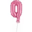 Pink, Rózsaszín 0-ás szám fólia lufi tortára 13 cm