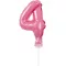 Pink, Rózsaszín 4-es szám fólia lufi tortára 13cm