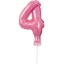 Pink, Rózsaszín 4-es szám fólia lufi tortára 13cm